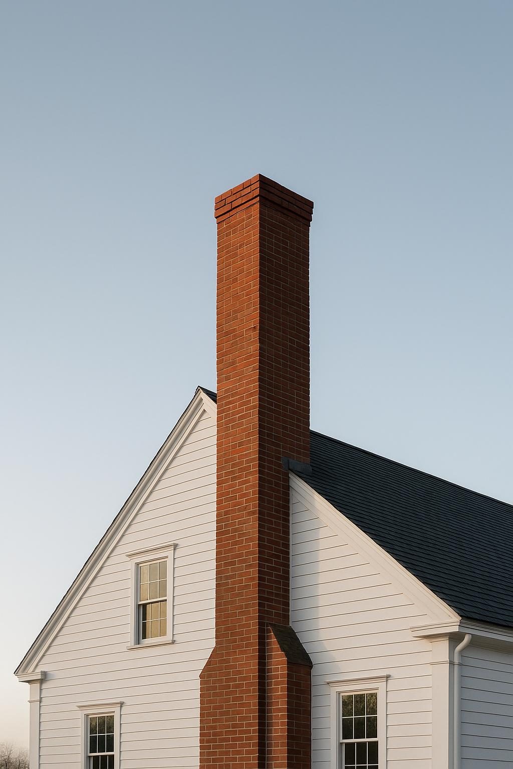 Brick chimney on a colonial house (illustration)